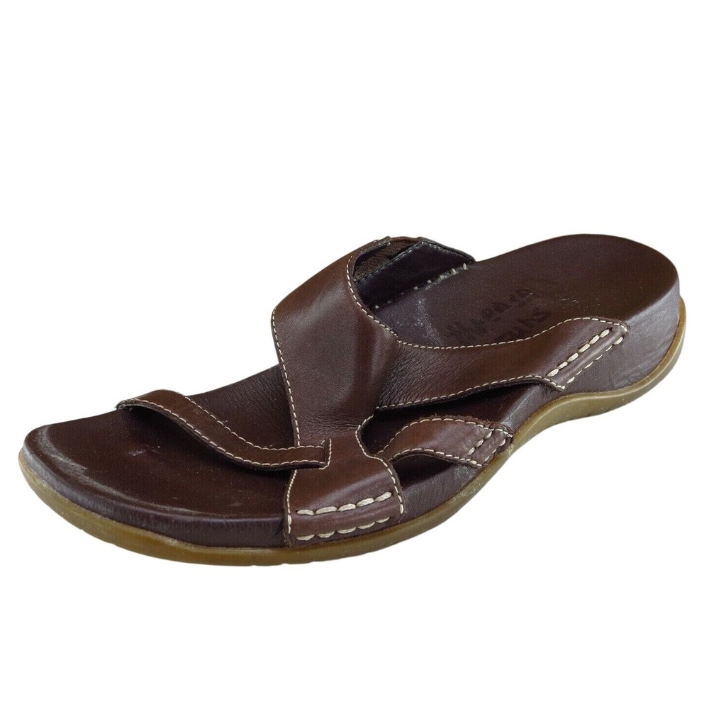 Clarks Sz 7 M Brown‎ Slide Leather Women Sandals